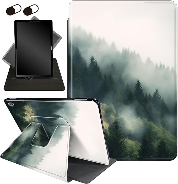 for All-New Amazon Kindle Fire HD 10 Tablet Case (13th Generation, 2023 Release) 10.1", 360 Degree Rotating Stand Cover with Auto Wake Sleep Case for Fire Tablet 10 2023,Misty Landscape Forest