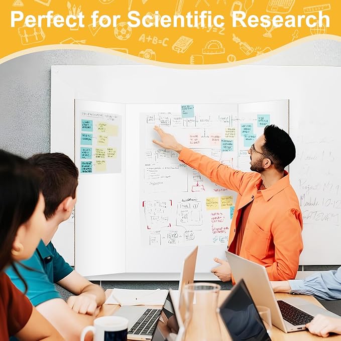 Trifold Poster Board 36"x48", White Extra Large Corrugated Display Board Foldable Board for School Projects, Science Fair, Business Presentations, Photo Displays, Graduation Exhibitions- 2 Pack