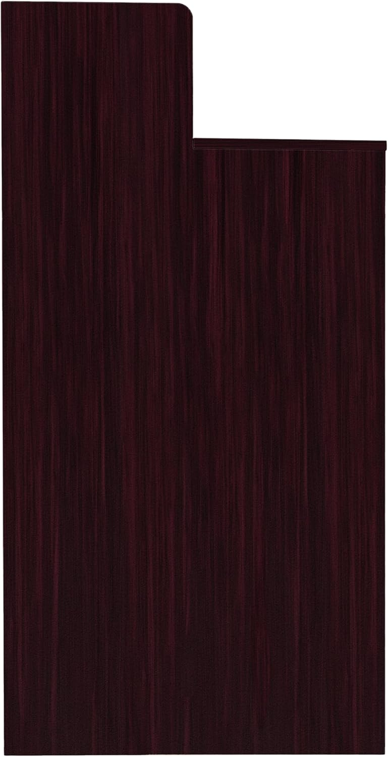 Flash Furniture Dell Trash Can Enclosure with Tray Shelf and 8" Drop Hole, Commercial Grade Trash Receptacle for 32 Gallon Round Cans, Swing Door Access, Mahogany