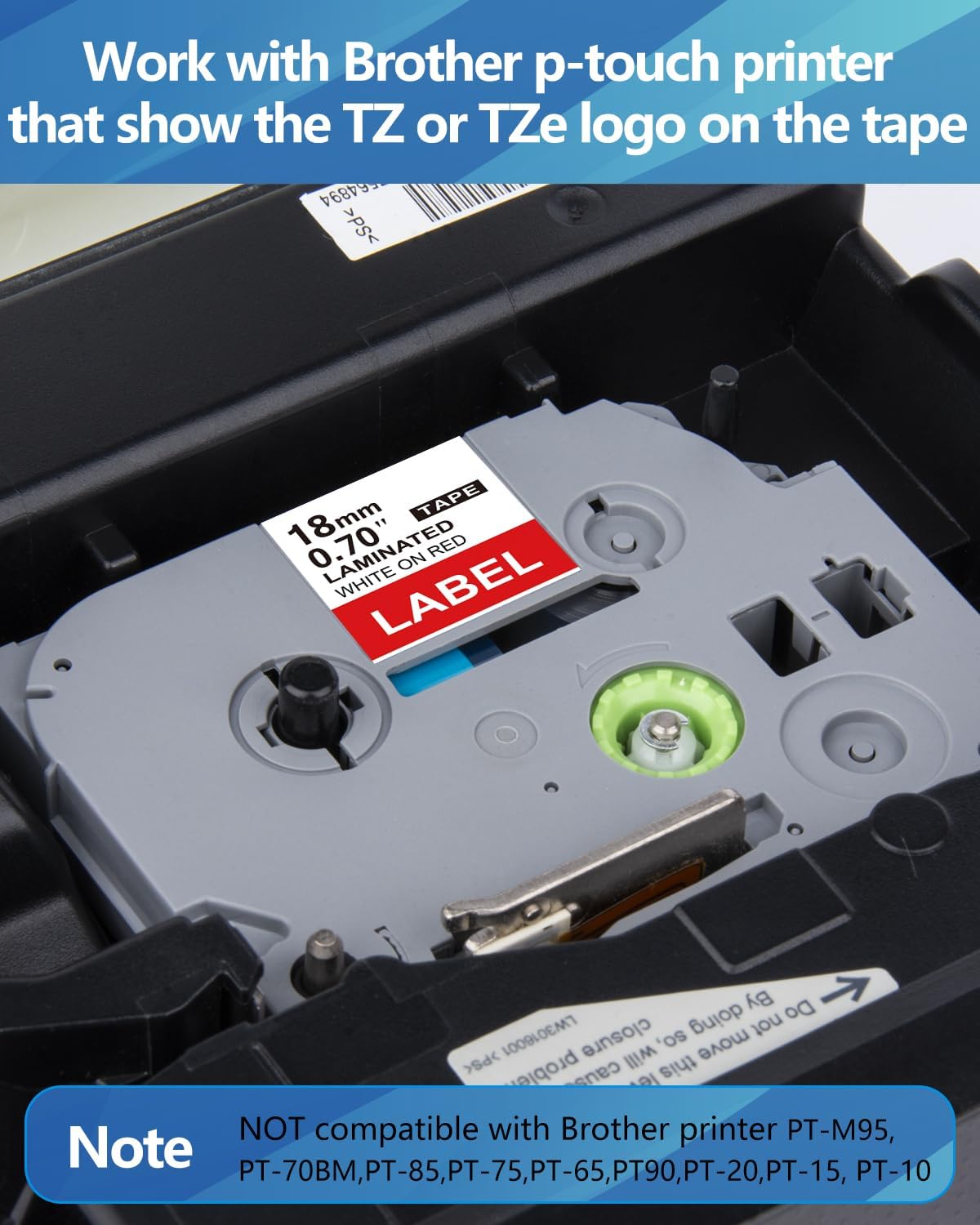 Weemay 3 Pack TZe445 18mm White on Red Laminated Label Tape Compatible with Brother Label Maker Tape TZe-445 TZe 445 TZ-445 TZ445 for PT-D400AD PT-D610BT PT-D600 PT-D410 Printer, 0.7" x 26.2'