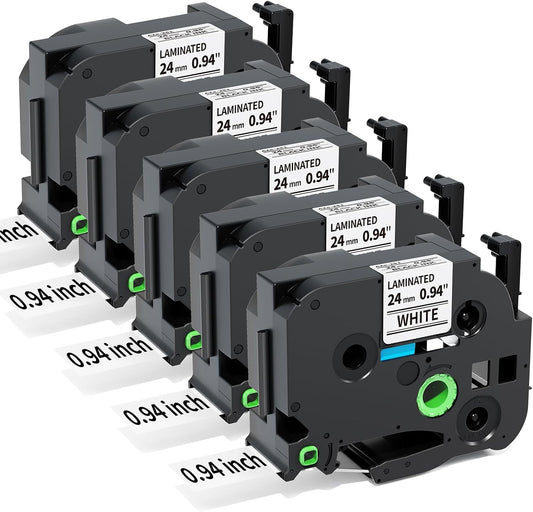 Label KINGDOM TZe-251 24mm Label Maker Tape Compatible with Brother P-Touch TZ 251, 24mm 0.94" Laminated Tz Tape for PT-D600 PT-D610BT PT-P700 PT-P710BT, 5 Pack