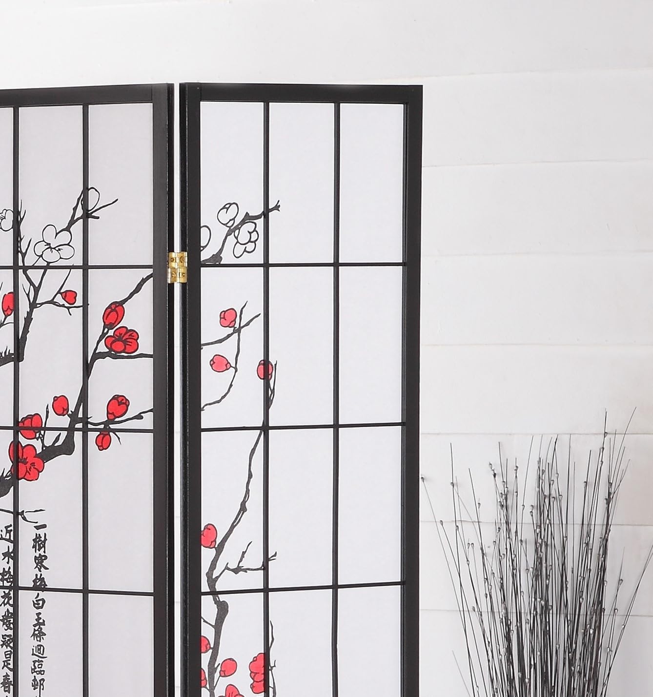 NicBex Room Divider 4 Panel Room Dividers with Oriental Style Partition Room Dividers and Folding Privacy Screens Wall Divider for Home, Office, Room Separation,71" W x 2" D x 71" H, Black