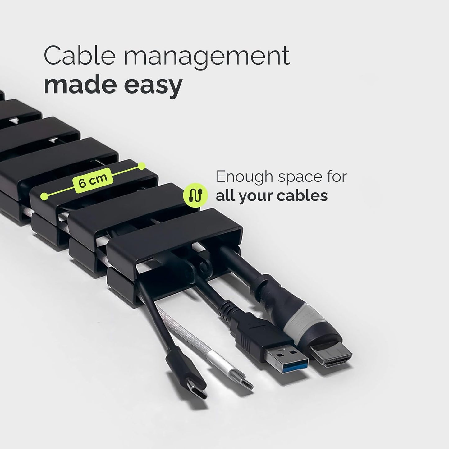 VALU Cable Management Spine – 49 Inch Cable Organizer for Standing & Fixed Desks – Sturdy & Flexible with Magnetic Link – Cord Management System Under Desk with Steel Base & Non-Slip Pads