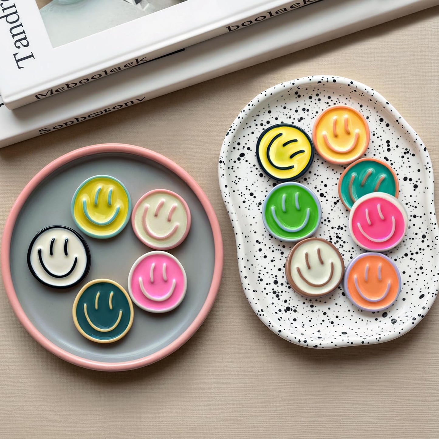 Qualsen 24 Pcs Cute Fridge Magnets, Fun Colorful Decorative Smiley Face Magnet for Lockers, Whiteboard, Offices, Schools and Homes, Locker Magnets for Girls
