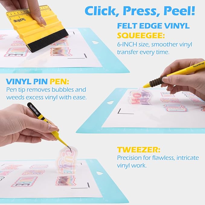 TECKWRAP Printable Vinyl Sticker Paper, (MatteGlossyTransparent) Inkjet Printable Sticker Vinyl, A4 30PCS Photo Paper for Craft, Stickers, Labels All-in-One Tools & Accessories Bundle Kit