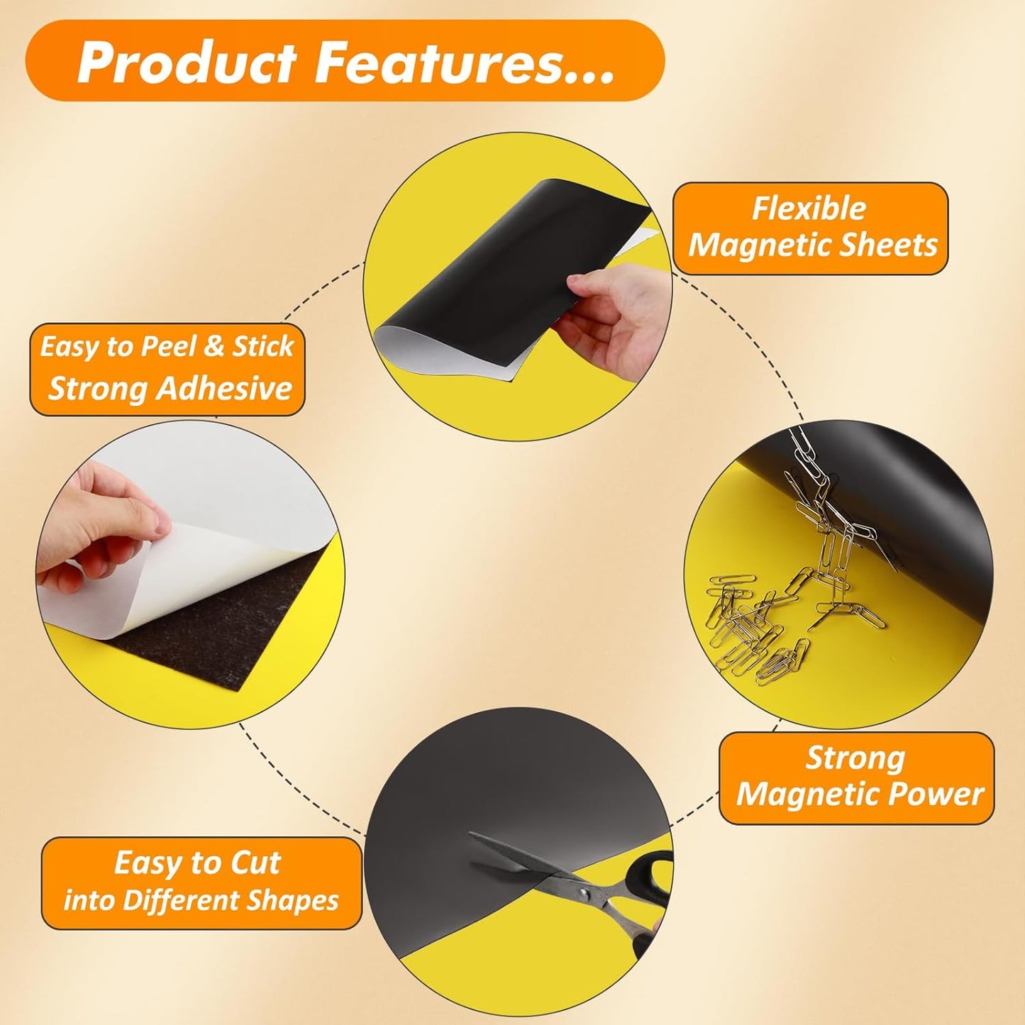 Adhesive Magnetic Sheets 5 x 7 Inch, 30 Packs Magnetic Sheets with Adhesive Backing - 0.5mm Thickness Flexible Magnet Sheets for Dies Storage, Craft Projects, Photos, School, Office