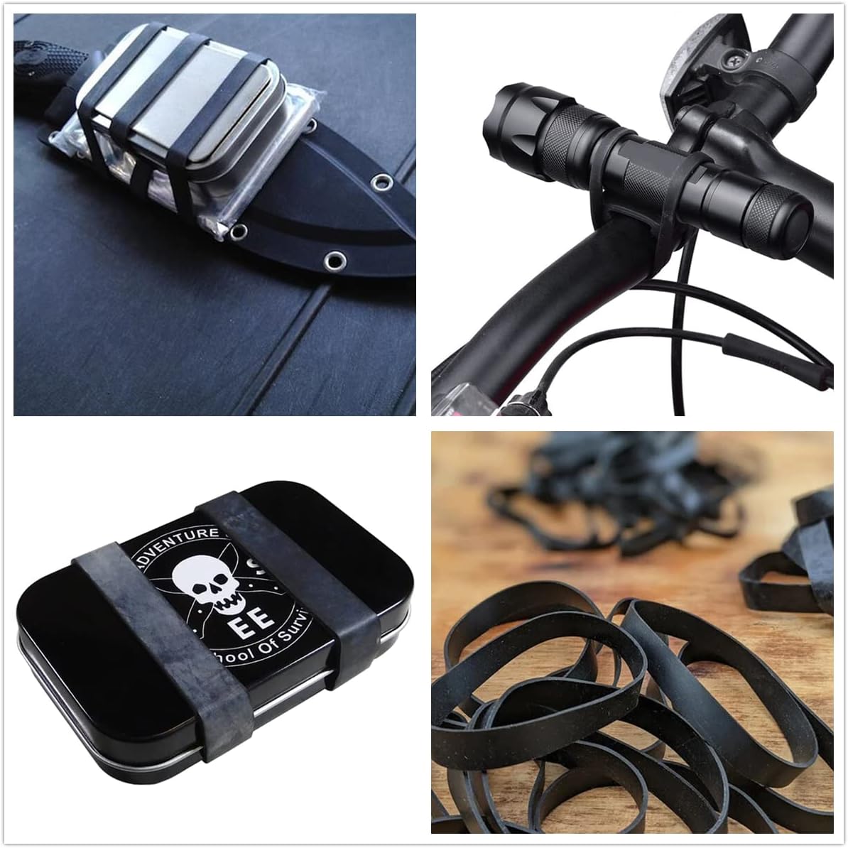 Tactical Rubber Band Black - Heavy Duty UV Heat Cold Resistant Thick Strong Elastic Rubber Bands Outdoor Hiking Backpacking Survival Camping Biking Fixed Item (#84)