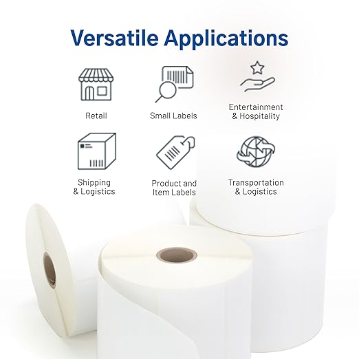 TSC Thermal Label Transfer Paper for Printers, Stickers and Labels for Postage, Receipts, Retail, Business, 4" Width x 2" Length, 1" Core, 5" Outer Diameter, White, 1250 Labels Per Roll, 4 Rolls