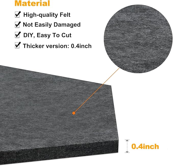 12" Large Bulletin Board with 30 Push Pins, Pack of 8 Hexagon Felt Pin Board Notice Boards for Home Office, Felt Wall Tiles for Photos Memos