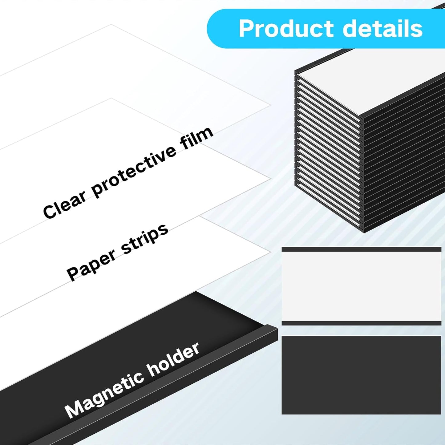 30 Pcs C Channel Magnetic Label Holder 4 x 2 in with White Card Inserts Clear Plastic Protectors Shelf Labels with Magnets Magnetic Name Tags Magnetic Tool Box Labels for Metal Whiteboard Rack