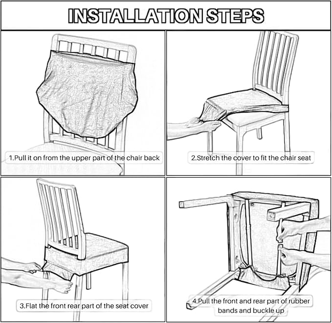 CWK Waterproof PU Leather Dining Chair Covers Set of 4-Stretchable Chair Seat Slipcovers, Removable & Washable Protector for Dining Room,Home,Office,Wedding,Rear Covers (PU-Coffee)