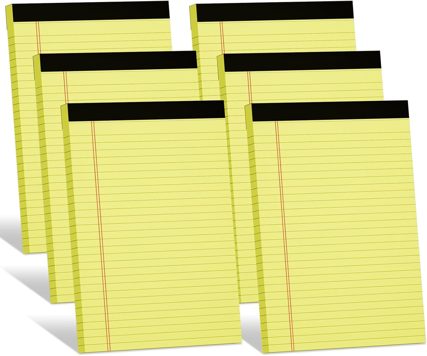 AILZFEI 300 Sheets Light Yellow Legal Pads 8.5 x 11.75 Wide Ruled Paper 6-Pack Note Pad 50 Sheets per Notepad Perforated Writing Pad Durable Sturdy Back 8x11 Pads of Paper