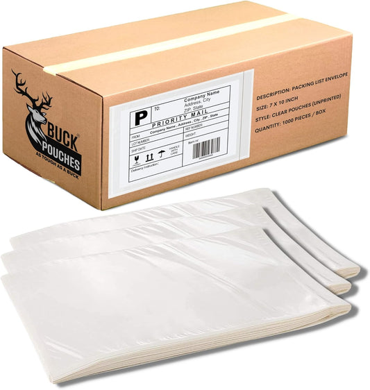 5000 Pack 7"x10" Shipping Label Sleeves – Clear Self-Adhesive Packing Slip Pouches, Waterproof Packing List Envelopes – Ideal for Shipping Documents, Mailing Labels, Invoices & Packing Slips