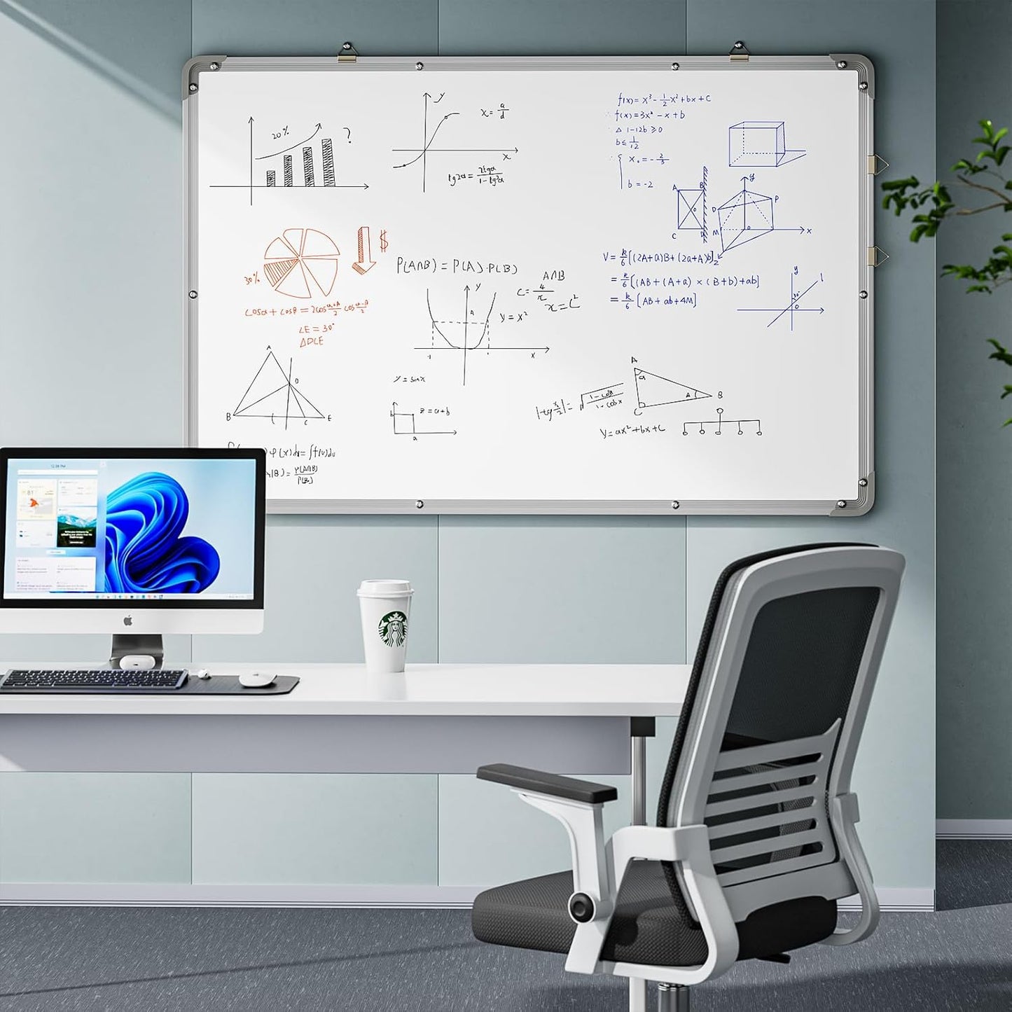 Polegas 24" X 36" Magnetic Dry Erase Board Whiteboard with Lines, Wall Hanging Monthly Calendar to Do List Schedule Board