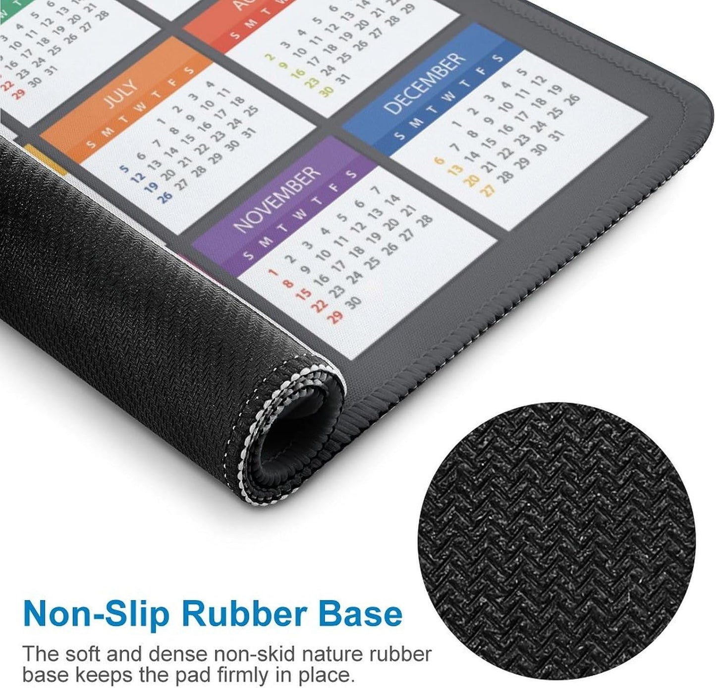 Mouse Pad 2026 Calendar Stitched Edge,Computer Mouse Pads Calendars Non-Slip Rubber Desk Mat Mousepad Gaming Office Keyboard Mat (9.45x7.87 in) (Gray)