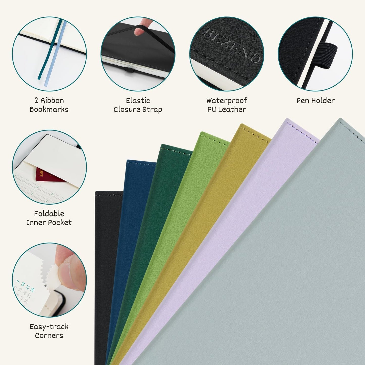 BEZEND Pocket Planner 2025-2026 Weekly with 2 Columns, 18-Month Academic Calendar (Jul 25-Dec 26), Life Work Appointment, Storage Pocket, Pen Holder, PU Leather Hardcover 3.5" x 6" - Lilac