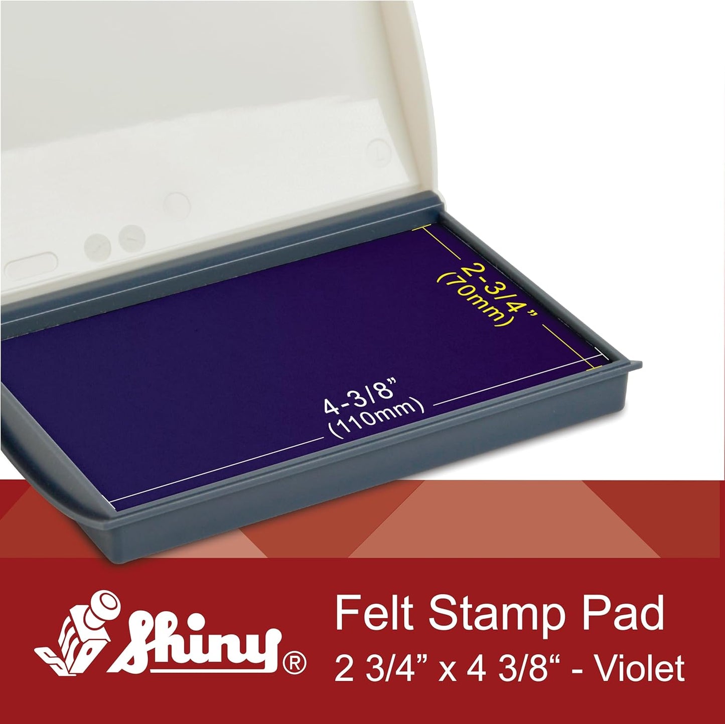 Shiny Purple Ink Stamp Pad, 2-3/4" by 4-3/8" Surface Area, Felt Stamp Pad with Purple Water-Based Stamp Ink