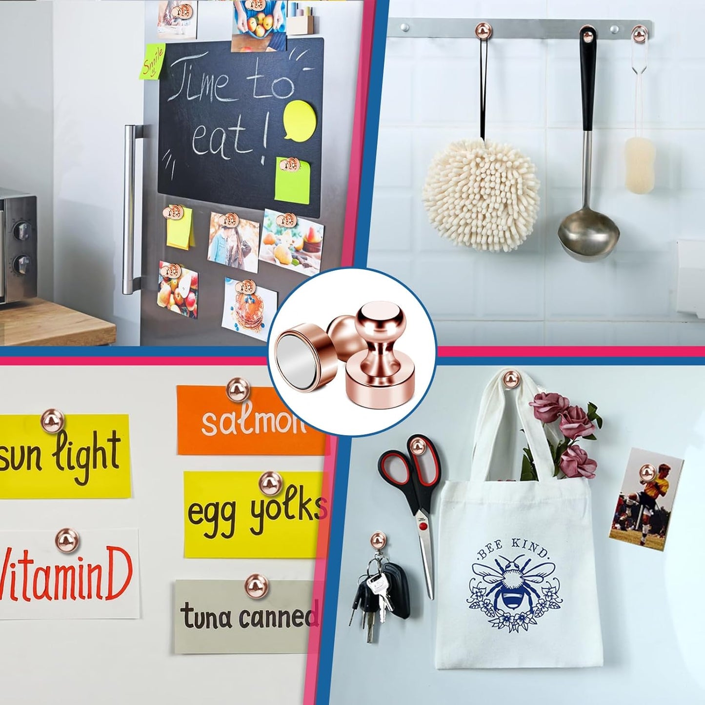 LOVIMAG Fridge Magnets, 18Pcs Cute Magnets for Refrigerator Strong Fridge for Whiteboard, Small Neodymium for Pink Magnet for Decorative Magnet,Kitchen, Office, School, Map