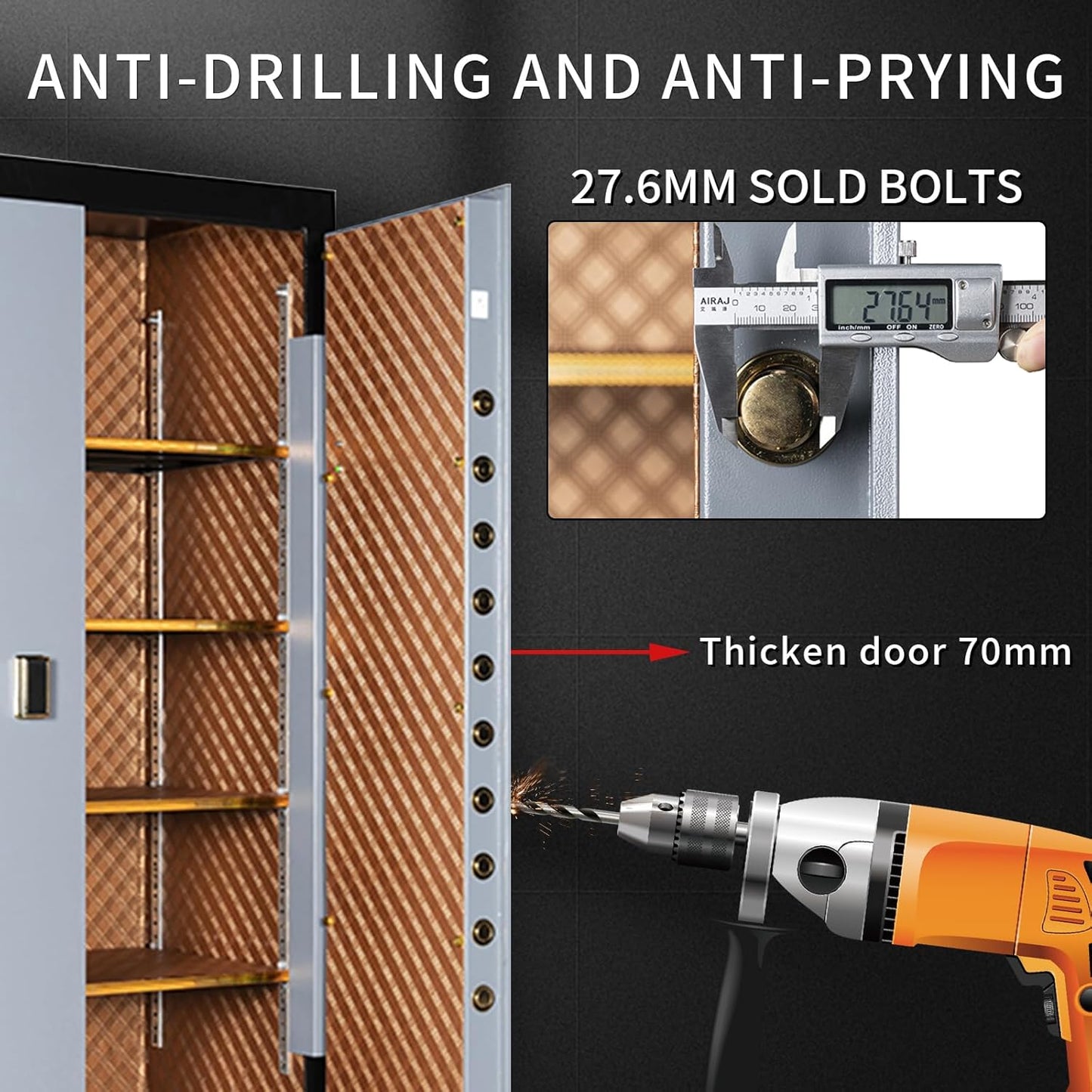 Extra Large Safe - MLJ 38.9 Cu Ft Heavy Duty Safety Box with Fingerprint & Digital Keypad Lock, Heavy Duty Large Home Safe wth 4 Removable Shelves,Perfect for Home, Office, Garage, Business Use