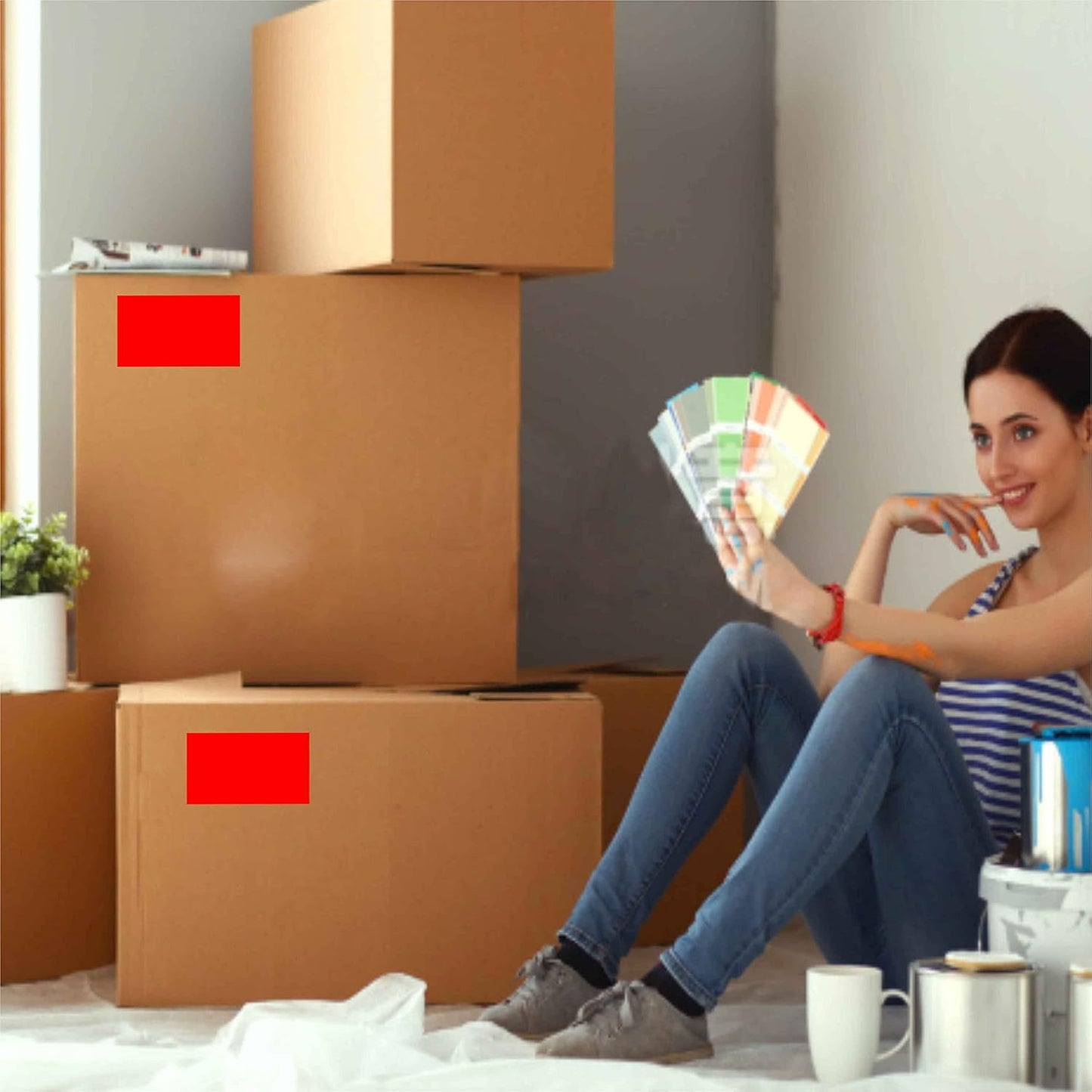 PARLAIM 3" x 5" Rectangle Sticker Labels Adhesive Color Code Stickers, 250PCS Inventory Label Tags for Business, School, Fluorescent Red