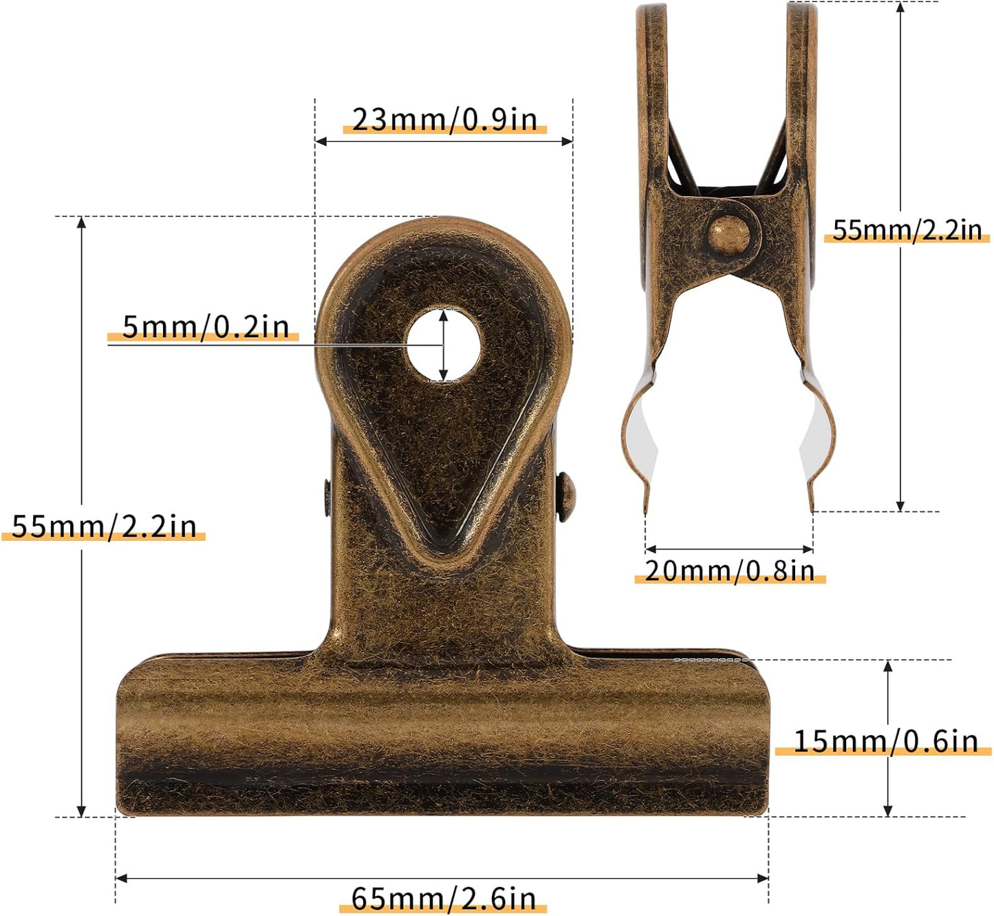 SIAMESE Bulldog Clips, 4 Pcs Binder Clips for Office & Kitchen, Multi-Purpose Binder and Food Bag Clamps for Sealing, Storage, Hanging (Bronze)