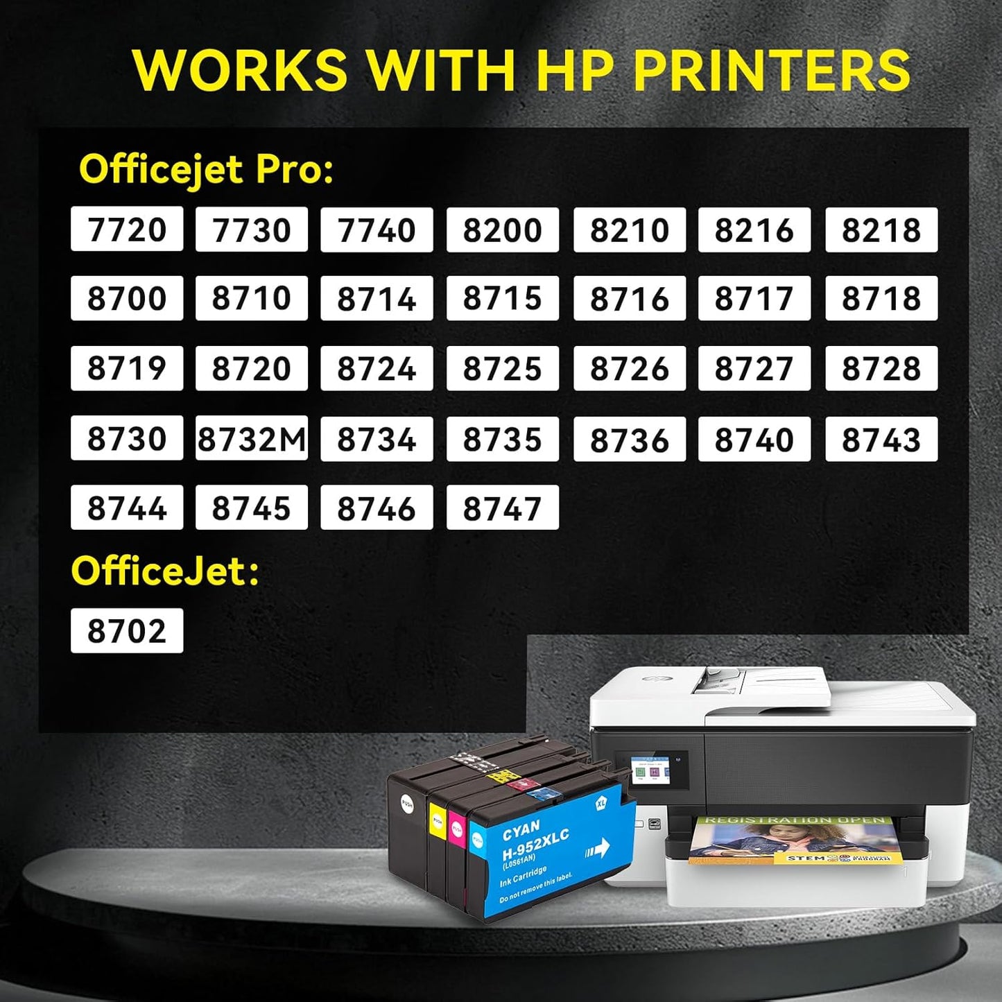 952XL Ink Cartridges Combo Pack for HP 8710 7740 Printers HP952XL Ink Cartridge Black and Color for HP Officejet Pro 8210 8730 8200 8720 8700 7740 8715 8702 8725 8740 4 Pack Black Cyan Yellow Magenta