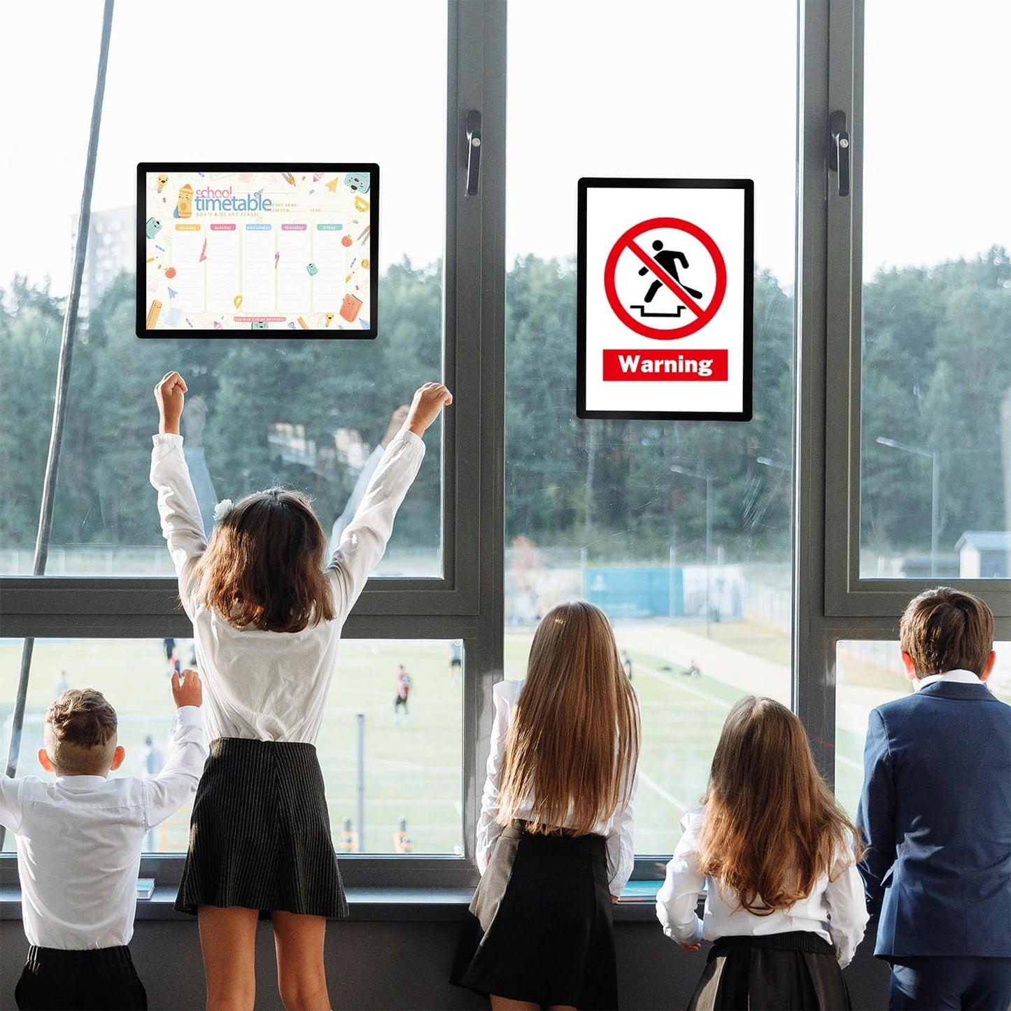 Sign Holder 8.5"x11" Wall-mounted 2 Pack, Self-Adhesive Display Frame for College Certificate/Poster/Paper/Picture Office/Store/School Display Sign Holder with Horizontal and Vertical (Black)