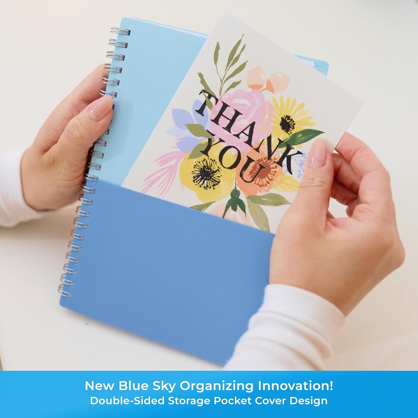 Blue Sky 2025-2026 Academic Year Weekly and Monthly Planner Calendar, April 2025 - June 2026, 15-Month, 5" x 8", Flexible Cover With Pocket, Wirebound, Storage Pocket, Blues