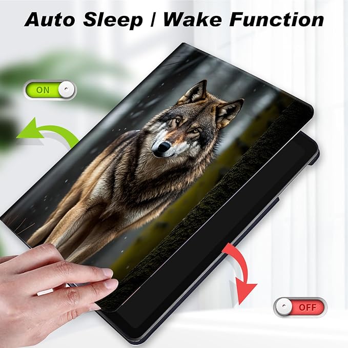 for All-New Kindle Fire 7 Tablet Case (12th Gen, 2022 Release),Slim Lightweight Smart Shell Stand Cover with Auto Wake/Sleep for Amazon Fire 7 Kids Tablet,Wolves Howling Wild