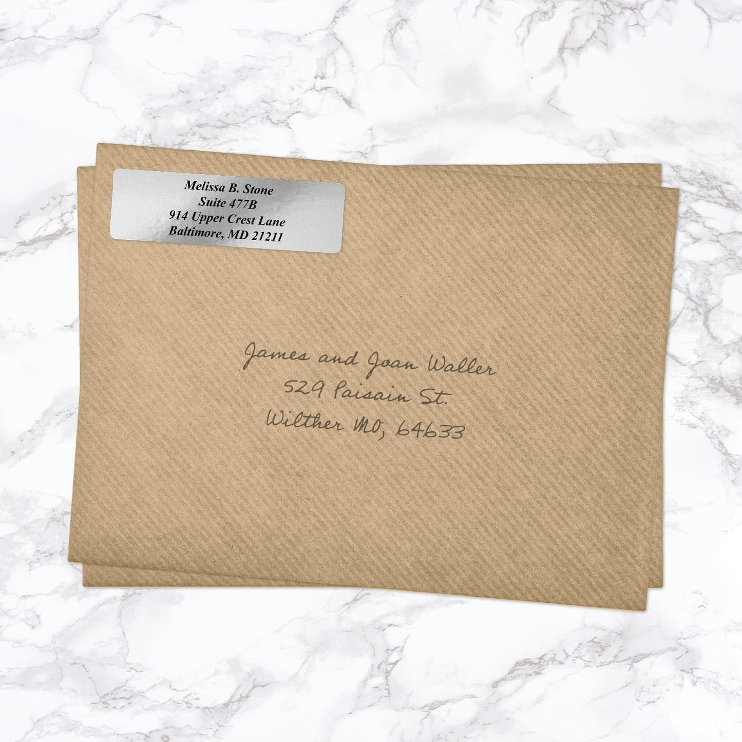 Silver Foil Personalized Return Address Labels Without Dispenser - Roll of 250 Custom Stickers