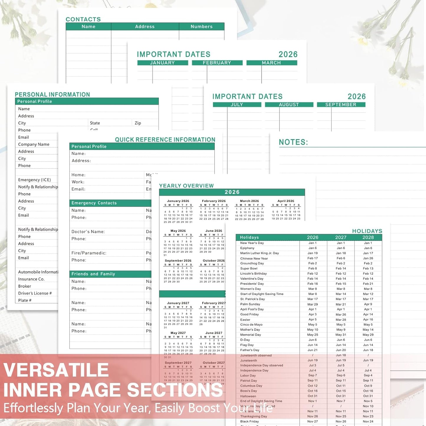 GuassLee Planner 2026 Daily Weekly and Monthly - A5 Planner from January 2026-December 2026, 6.1"x8.4" Aesthetic Agenda Planning Book with Back Pocket, Stickers, Coated Tabs, A5 Size