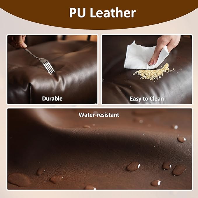 Faux Leather Executive Big and Tall Office Chair - Reclining Task Swivel PC Chair with Lumbar Support, Dark BrownPU