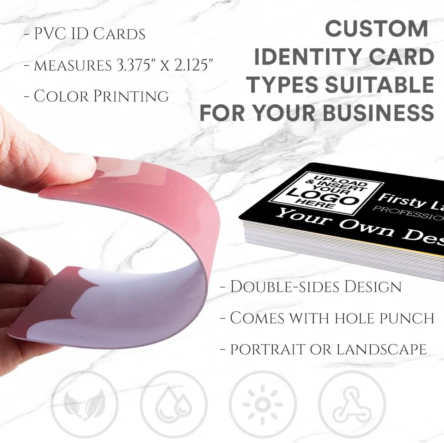 Custom Id Badge, Personalized Employee Photo Identification Card with Lanyard, Durable ID Card for Office Worker Doctor Nurse Student-Vertical-Add Your Design