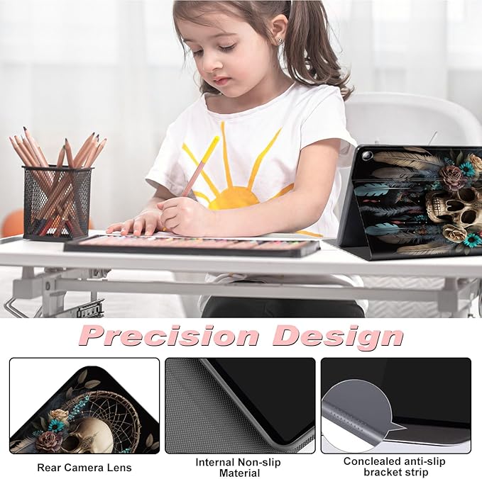 for Amazon Kindle Fire Max 11 Case (13th Generation, 2023 Release) 11",Slim Lightweight Smart Shell Stand Cover with Auto Wake/Sleep for All-New Fire 11 Max Tablet,Dream Catcher Skull