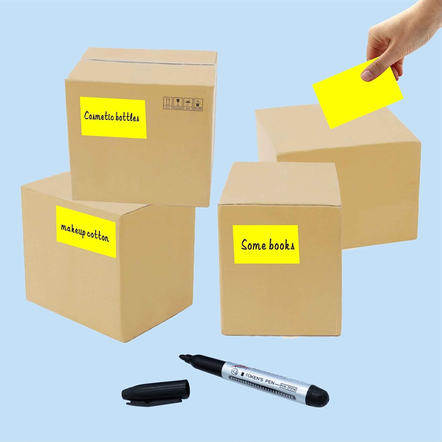 PARLAIM 3 x 5 inch Rectangle Sticker Labels, 250PCS Adhesive Color Coding Stickers for Moving Box Inventory Label, Fluorescent Yellow