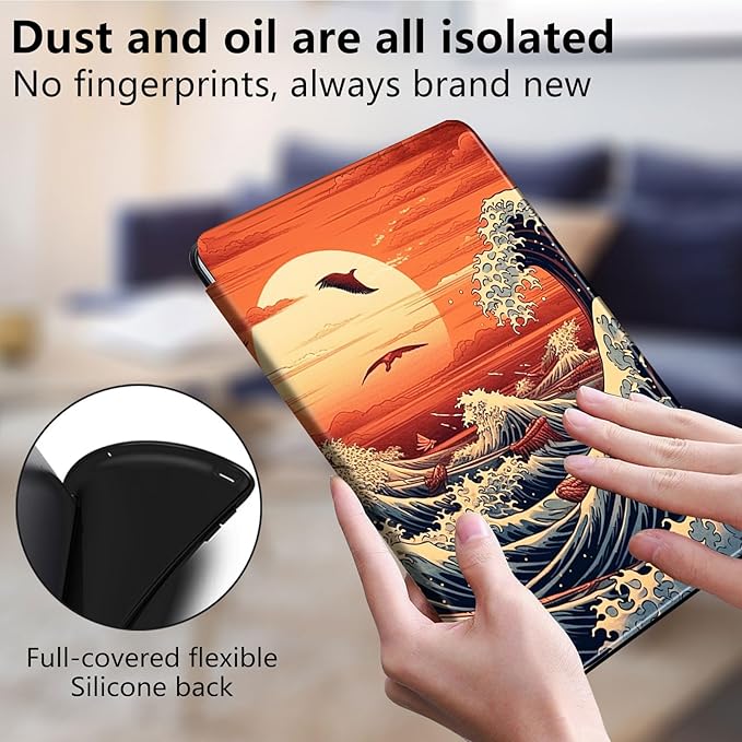 for All-New Amazon Kindle Fire HD 10 Tablet Case (13th Generation, 2023 Release) 10.1", 360 Degree Rotating Stand Cover with Auto Wake Sleep Case for Fire Tablet 10 2023,Ocean Sunset
