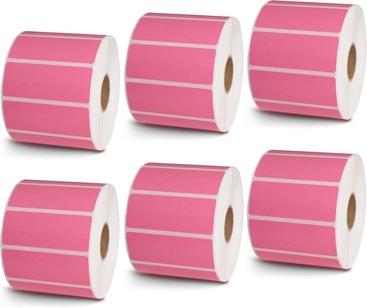 BETCKEY - 2.5" x 1" Multipurpose & Barcode Labels Compatible with Zebra & Rollo Label Printer,Premium Adhesive & Perforated[Pink, 6 Rolls, 8280 Labels]