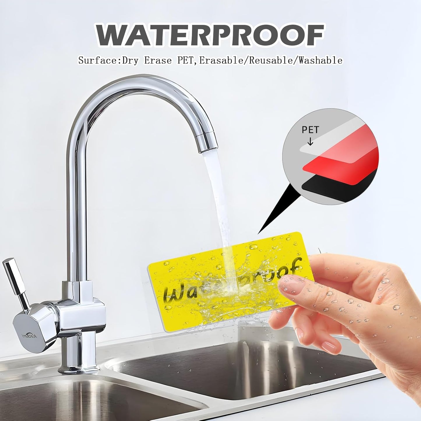 Realth Dry Erase Magnetic Labels Yellow (2'' × 4'' 40 Pcs),Blank Reusable Magnet Stickers, Magnets for Whiteboard, Washable Magnetic Sheets for Classroom Fridge Office, Name Tags for Teachers Students