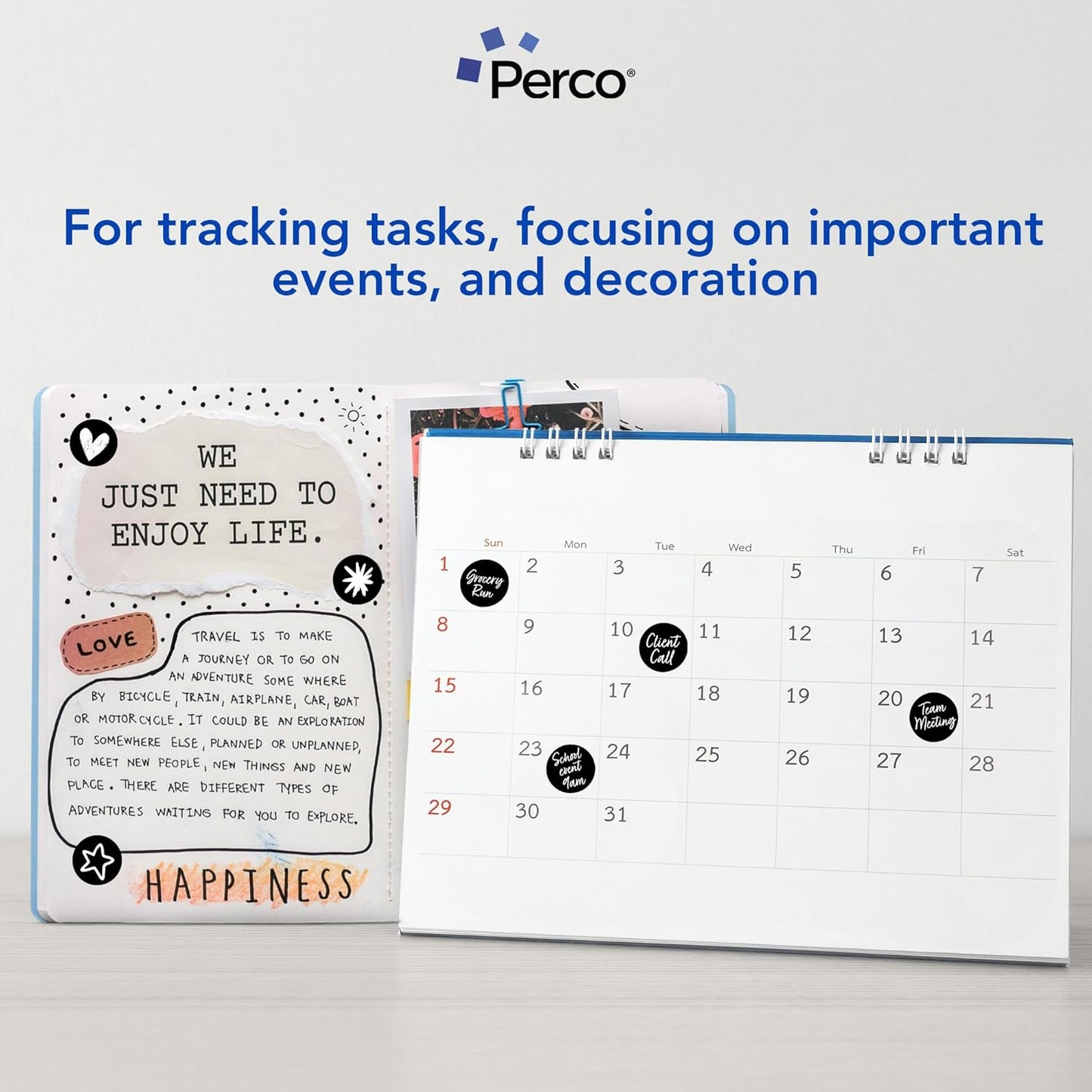 Perco Black 1-Inch Round Circle Dot Sticker Labels - Multi-Roll Pack (3 Rolls, 1,000 Labels Each) - Permanent Adhesive, Vibrant Colors, Strong Hold - Perforated for Easy Use - Made in USA