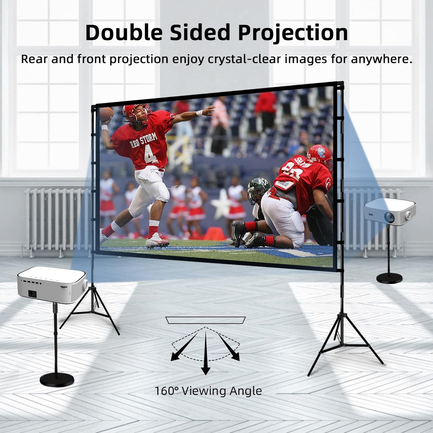 Projector Screen and Stand, Wootfairy 120 inch Foldable and Portable Projection Screen 16:9 4K HD Rear Front Wrinkle-Free Movie Screen with Carry Bag for Indoor Outdoor Home Theater Backyard Cinema