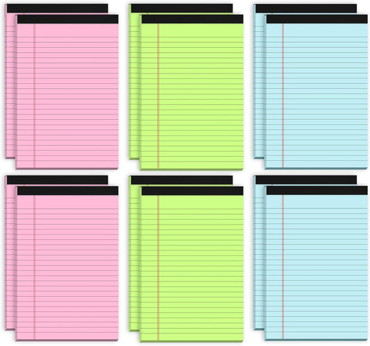 Notepads 5x8 Colored Small Legal Pads, 12 Pack Colored Note Pads 5x8 Notebook Paper, Notepad 5x8 Lined Paper Pads, Small Pads of Paper 5 x 8 Pink Lined Paper 5 x 8, 30 Sheets/Pad(Blue, Pink, Green)