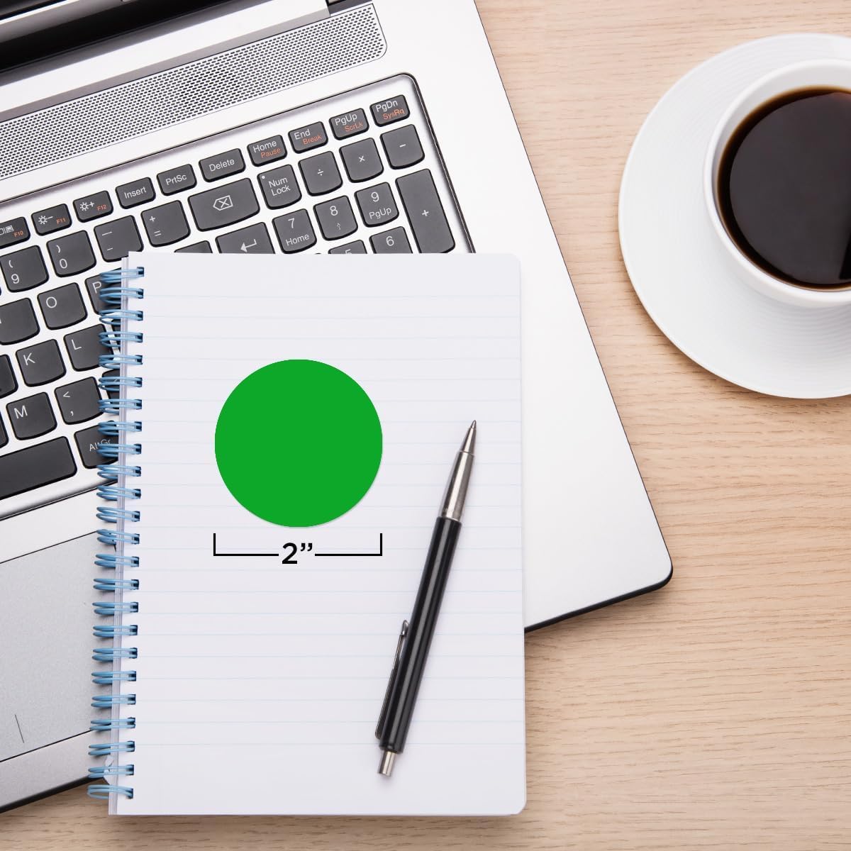 ChromaLabel 2 Inch Circle Sticker Labels, Easy to Write On Round Colored Stickers, Permanent Adhesive Labels - 500 Sticky Dots per Roll, Green Stickers - Case of 5