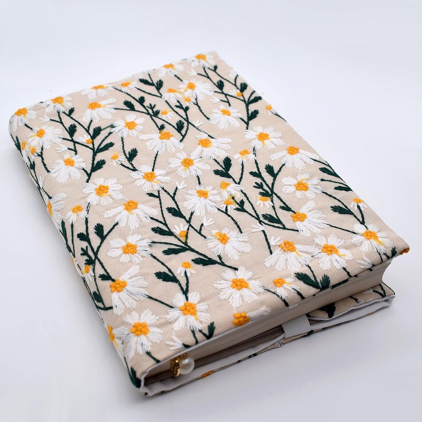 BLBMH Bible Cover for Women Embroidery Book Covers for Paperbacks Fit for 5.5x8.5 inch Book Bible Adjustable Book Sleeve Cover Soft Cloth Protector for Novels - Daisy 2 8.5in