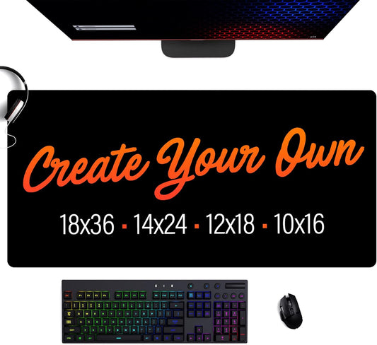 Custom Desk Mat, Personalized Desk Pad, Large Gaming Mouse Pad (Sewn (Black), Extra Large (16x35))
