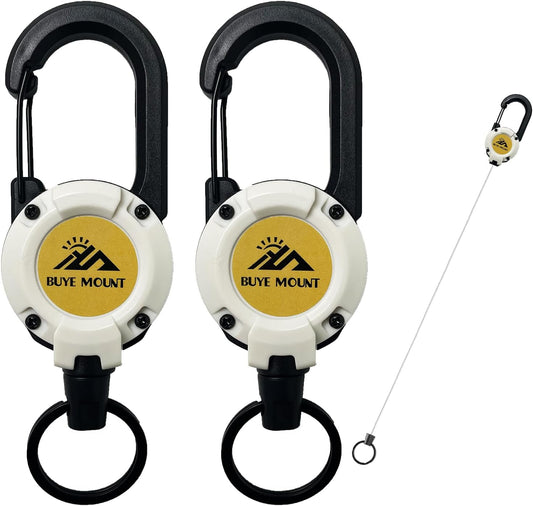 Retractable Keychain Heavy Duty 2Pack, Multitool Carabiner Badge Holder, Retractable Keychain Clip Id Holder, Upgraded 58cm Stainless Steel Cord White