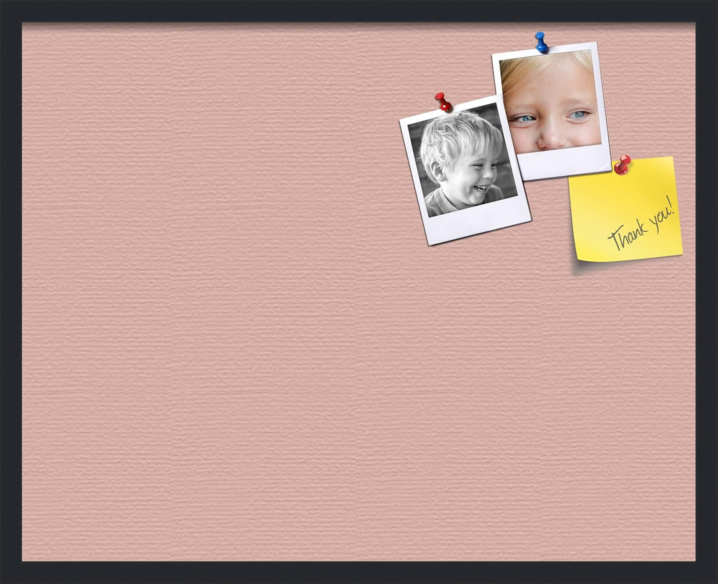 PinPix 30x24 Inch Cork Bulletin Board. This Decorative Framed Pin Board Comes with Pink Pastel Design and a Satin Black Frame. Ideal for Home Office Decor or Message Board (PinPix-1813)