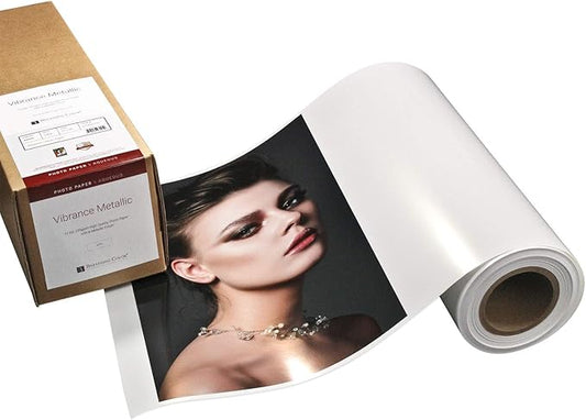 Vibrance Metallic Photo Printer Paper 10 mil 255 gsm Premium Photo Paper Roll 3in Core 44 inches x 100 feet Works with Most Inkjet Printers Including Professional Makes and Models Like Epson Canon HP