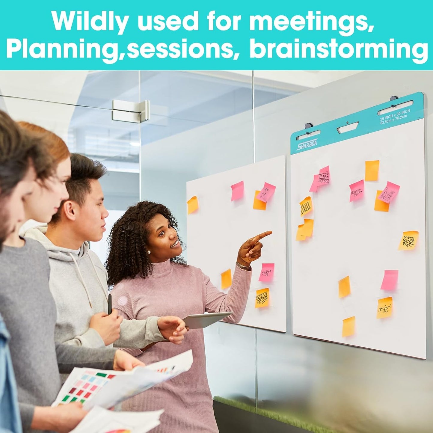 Sticky Easel Pad,20 in x 23 in,Flip Chart Paper,Sticky Chart Paper for Teachers,Self-Stick Easel Paper,Super Sticky & Bleed-Resistant, 30 Sheets/Pad, 2 Pads