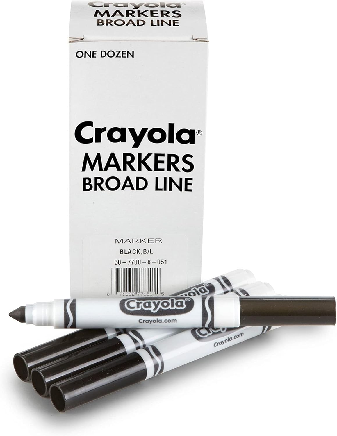 Crayola Broad Line Markers - Black (12ct), Markers for Kids, Bulk School Supplies for Teachers, Nontoxic, Marker Refill with Reusable Box