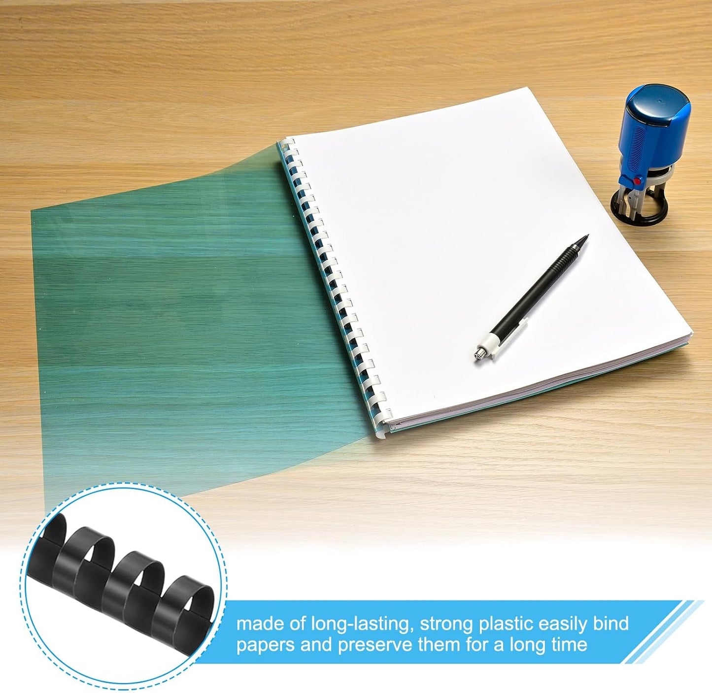 PATIKIL 38mm (1-1/2") Plastic Binding Combs, 50 Pcs 21 Rings Comb Binding Spines 310 Sheet Capacity Letter Size for Binding Paper Sheets Notebook Calendar Picture Album, Black